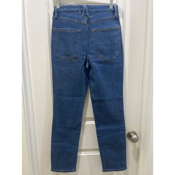 Good American Denim Snakeskin High Rise Straight Leg Jeans Sz 8 / 29 - Picture 8 of 8